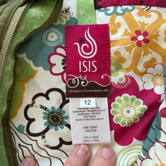 ISIS Wasabi Vest in Olive Green. Thermolite. pockets. Floral inside. Like new 12 - Picture 10 of 16